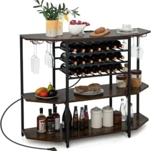 Schnäppchen COSTWAY Weinregal mit Steckdosen in Braun günstig kaufen | limango