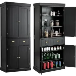 Günstig COSTWAY Küchenschrank 76 x 40 x 183cm in Schwarz günstig kaufen | limango