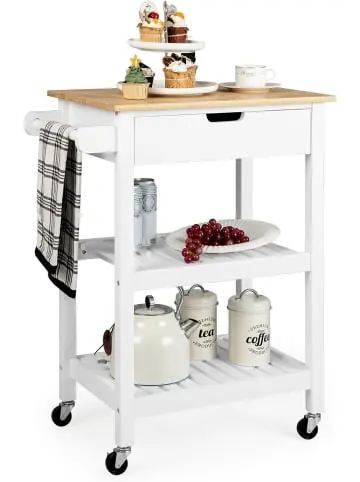 Kracherpreis COSTWAY Küchenwagen mit Schublade in Weiß günstig kaufen | limango