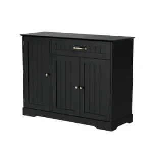 ABRIHOME Sideboard in Schwarz mit Flaschenregal und 3 Türen 1 Schublade und Metallgriffen günstig kaufen | limango Expressversand