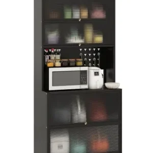 Preis Gesenkt COSTWAY Küchenschrank mit Rollen 80 x 40 x 178 cm in Schwarz günstig kaufen | limango