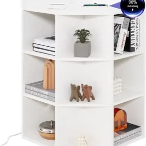 Super-Preis COSTWAY 3-stöckiges Eck-Bücherregal mit Ladestation in Weiß günstig kaufen | limango