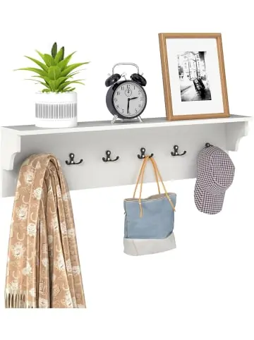 COSTWAY Wandgarderobe mit Ablage 80 × 14 × 20 cm in Weiß günstig kaufen | limango Online Kaufen