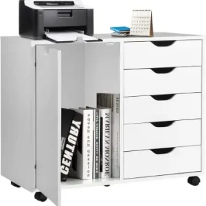 Jetzt Kaufen COSTWAY Rollcontainer 5 Schubladen in Weiß günstig kaufen | limango