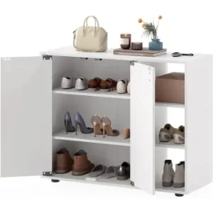 Versand Am Gleichen Tag COSTWAY Schuhschrank mit 2 Türen 80 x 31 x 64,5 cm in Weiß günstig kaufen | limango