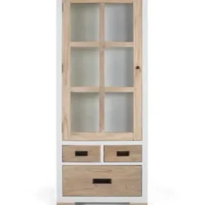 Giner y Colomer Vitrine aus massivem Mindiholz mit 3 Schubladen und Glastür in White günstig kaufen | limango Mega-Angebot