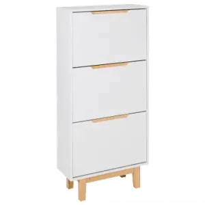 Beliani Schuhschrank SANDFLY in Weiß/Braun - (W) 60 x (H) 128 x (L) 24 cm günstig kaufen | limango Schnäppchen