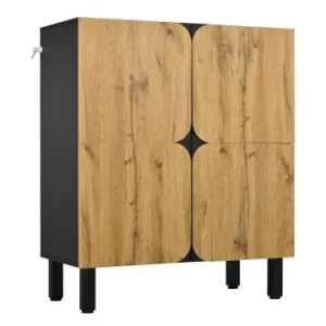 Jetzt Bestellen ABRIHOME Schrank in Braun mit 4 gebogenen Türen schwarzen Eisenbeinen günstig kaufen | limango