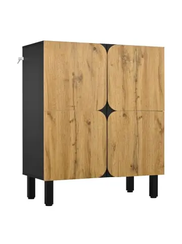 Jetzt Bestellen ABRIHOME Schrank in Braun mit 4 gebogenen Türen schwarzen Eisenbeinen günstig kaufen | limango