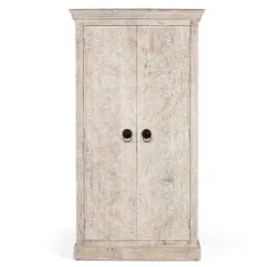 Giner y Colomer Kleiderschrank aus Mangoholz mit geschnitzten Türen im Ethno-Stil in Beige günstig kaufen | limango Ausverkauf