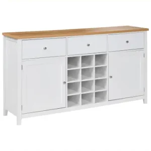 Beliani Weinregal LUCASTON in Weiß/Braun - (W) 160 x (H) 84 x (L) 40 cm günstig kaufen | limango Schnäppchen