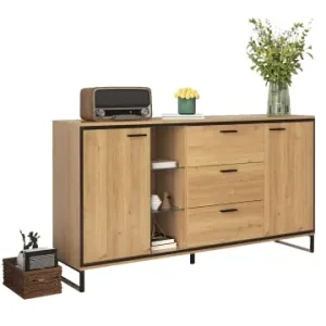 Meistverkauft ABRIHOME Sideboard in Eiche mit LED Beleuchtung und Glastrennwänden 160x40 cm günstig kaufen | limango
