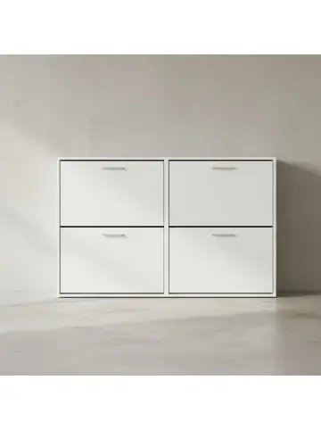 Knallerangebot KADIMA DESIGN Schuhschrank NIDDA aus Holz, zeitloses Design, große Ablagefläche in Weiß günstig kaufen | limango