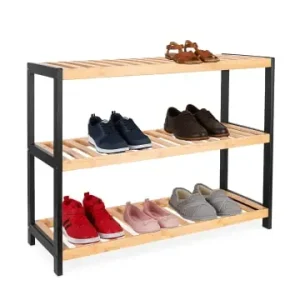 relaxdays Schuhregal in Natur/ Schwarz - (B)70 x (H)55 x (T)26 cm günstig kaufen | limango Online Kaufen