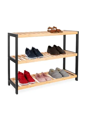 relaxdays Schuhregal in Natur/ Schwarz - (B)70 x (H)55 x (T)26 cm günstig kaufen | limango Online Kaufen