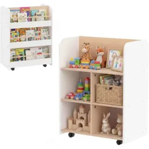 Begrenztes Angebot COSTWAY Bücherregal Kinder doppelseitig 62,5 x 40 x 83 cm in Weiß günstig kaufen | limango