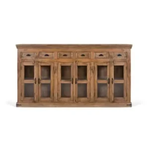 Direkt Vom Hersteller Giner y Colomer Hohes Sideboard aus Mangoholz mit handgeschnitzten Türen in Brown günstig kaufen | limango