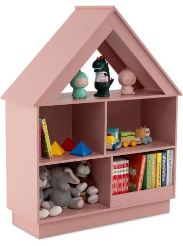 Garantierte Lieferung COSTWAY Kinder Bücherregal in Hausform 88 x 34 x 108 cm in Rosa günstig kaufen | limango