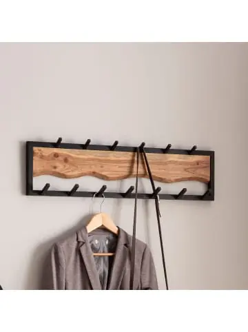 Sichere Zahlung KADIMA DESIGN Wandgarderobe Massivholz / Metall 80x20x8 cm, Hakenleiste für günstig kaufen | limango