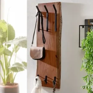KADIMA DESIGN Wandgarderobe Akazie & Metall, Natürliche Baumkante, 35,5x11x100 cm günstig kaufen | limango Sale
