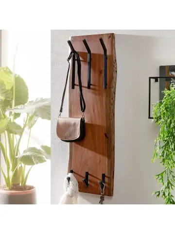 KADIMA DESIGN Wandgarderobe Akazie & Metall, Natürliche Baumkante, 35,5x11x100 cm günstig kaufen | limango Sale
