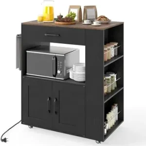 Preiswert COSTWAY Küchenwagen mit Ladestation in Schwarz günstig kaufen | limango