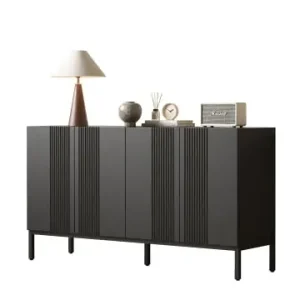 ABRIHOME Sideboard in Schwarz mit grifflosen Türen 4-türig und Metallgestell günstig kaufen | limango Wochenendangebot