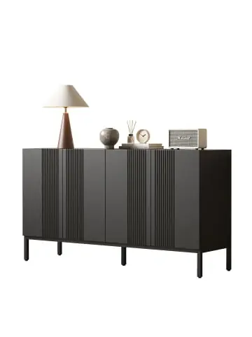 ABRIHOME Sideboard in Schwarz mit grifflosen Türen 4-türig und Metallgestell günstig kaufen | limango Wochenendangebot