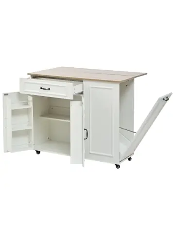 Markenprodukt ABRIHOME Kücheninsel in Grau 110x70 cm mit Steckdose klappbaren Seiten und Arbeitsfläche günstig kaufen | limango