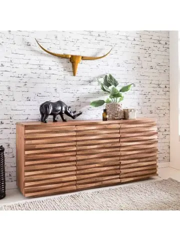 KADIMA DESIGN Sideboard 160 x 75 x 43 cm Massiv-Holz Natur Baumkante Anrichte günstig kaufen | limango Letzte Chance