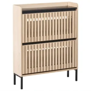 Preis Gesenkt Beliani Schuhschrank GYMPIE in Braun/Schwarz - (W) 80 x (H) 100 x (L) 25 cm günstig kaufen | limango