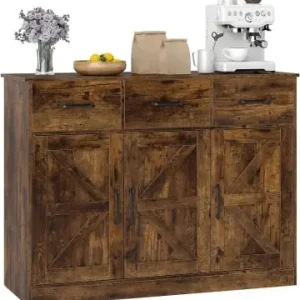 COSTWAY Sideboard Küchenschrank mit 3 Schubladen in Braun günstig kaufen | limango Preiswert