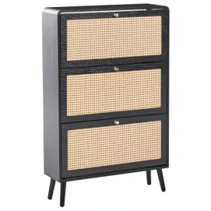 Knallerangebot Beliani Schuhschrank MOURA in Schwarz/Braun - (W) 78 x (H) 122 x (L) 24 cm günstig kaufen | limango