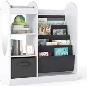 COSTWAY Bücherregal Kinder mit Spiegel 87,5 x 30 x 90 cm in Weiß günstig kaufen | limango Finale Aktion