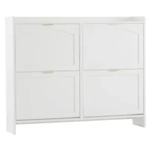 ABRIHOME Schuhschrank in weiß mit 4 Klappenfächern und offenen Ablagen 110X90X24 cmgünstig kaufen | limango Mega-Angebot