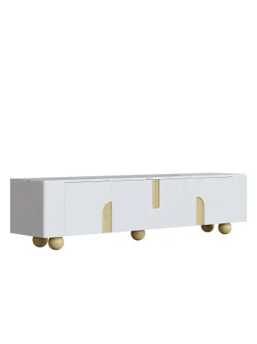 ABRIHOME Weißer TV-Schrank mit 4 Türen, Marmor-Optik Oberfläche & runden Holzfüßen günstig kaufen | limango Preis Gesenkt