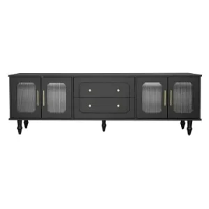 ABRIHOME Retro TV-Schrank in Schwarz – Goldgriffe, Stauraum & Glastür günstig kaufen | limango Sichere Zahlung