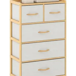 Heißes Angebot COSTWAY Kommode mit Stoffschubladen 58 x 30 x 94 cm in Beige günstig kaufen | limango