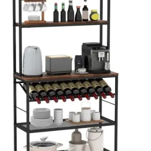 COSTWAY Küchenregal mit Weinhalter 90x35x165cm bis 125kg in Braun günstig kaufen | limango Solange Der Vorrat Reicht