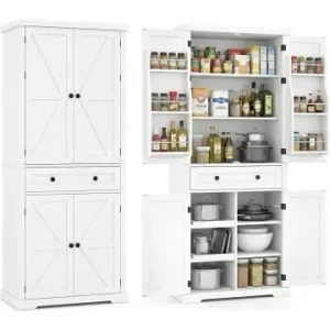 Solange Der Vorrat Reicht COSTWAY Küchenschrank hoch 184 cm in Weiß günstig kaufen | limango