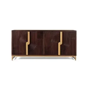 Preiswert Giner y Colomer Sideboard aus Massivholz mit vier Türen und goldenen Details in Brown günstig kaufen | limango