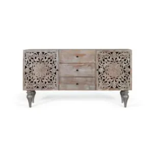 Giner y Colomer Sideboard aus Mangoholz mit zwei handgeschnitzten Seitentüren in Gray günstig kaufen | limango Highlight