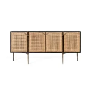 Giner y Colomer Sideboard aus dunklem Holz und Türen aus geflochtenem Rattan in Black günstig kaufen | limango Billig