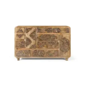 Giner y Colomer Sideboard aus massivem Mangoholz mit handbemalten Details, 148 cm in Brown günstig kaufen | limango Kostenloser Versand
