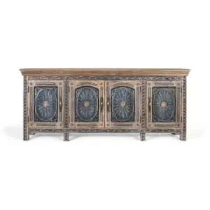Giner y Colomer Zweifarbiges Sideboard aus geschnitztem Teakholz in Blue günstig kaufen | limango Angebot