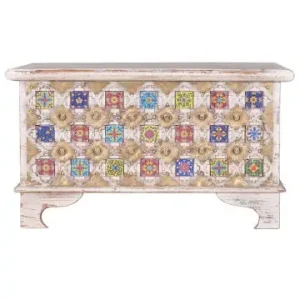 Giner y Colomer Truhe aus Mangoholz mit Keramikdetails in White günstig kaufen | limango Knallerangebot