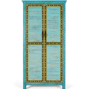 Zertifiziert Giner y Colomer Kleiderschrank aus Mangoholz mit handgefertigtem Design 2 m hoch in Blue günstig kaufen | limango