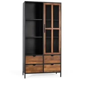 Giner y Colomer Vitrine mit 4 Schubladen und einer Glastür mit Metallstruktur in Brown günstig kaufen | limango Preisreduziert