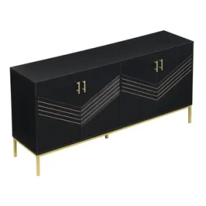 Sale ABRIHOME Sideboard in Schwarz mit 4 Türen und Metallbeinen MDF Korpus höhenverstellbar günstig kaufen | limango