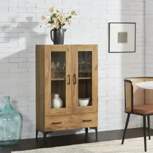 Solange Der Vorrat Reicht en.casa Vitrinenschrank Søndersø in Braun (H)115cm (B)70cm (T)31cm günstig kaufen | limango
